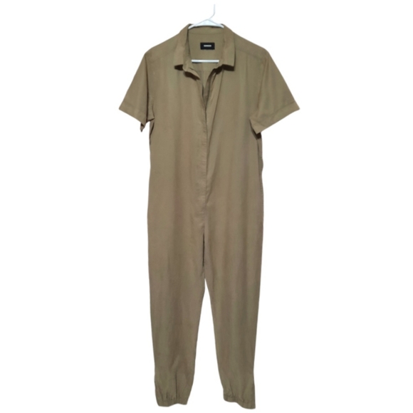 MONROW Utility Jumpsuit Revolve Olive Green Khaki Zip-Up Ankle Jogger Style M - Picture 2 of 10